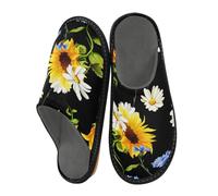 Summer Sunflower Chamomile Slippers for Men Women, Spring Flowers Womens House Slippers Indoor Slipper Socks House Shoes Bedroom Travel Shoe Use