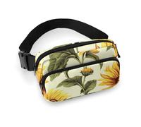 Summer Sunflower Fanny Pack for Women Men Waist Bag Belt Bag Adjustable Casual Bag for Travel Sports Hiking, white, 7.9x5.1inches