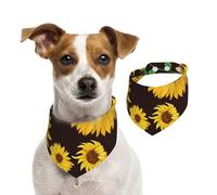 Summer Sunflower Floral Pattern,Dog Bandanas Cotton Pet Scarf Adjustable Bibs for Pet,M