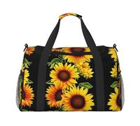 Summer Sunflower Large Travel Duffle Bag with Shoulder Strap,Water-Resistant Twill Weekender Bag for Men Women,Spacious Carryall Gym Bag