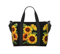 Summer Sunflower Large Weekender Bag for Travel, Water-Resistant Duffle Bag, Print Adjustable Shoulder Strap,3-5 Day Overnight Bag for Men Women