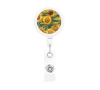 Summer Sunflower Print Retractable Badge Holder, Cute Nursing Badge Reel, Badge Clip Id Card Holders