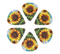Summer Sunflower Printed Guitar Picks -6 Pcs Guitar Picks Plectrum,Guitar Accessories,Electric Guitar Pick, Bass & Ukulele 0.96mm