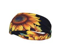 Summer Sunflower Sports Sweatband Head Bands for Women Men, Lightweight Breathable Non Slip Workout Headbands Hairband for Fitness Running Cycling Hiking Yoga