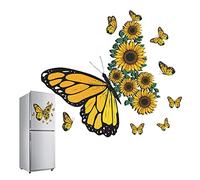 Summer Sunflower Wall Sticker with Butterfly Sunflower Mirror Sticker Large Sunflower Wall Decal for Home Wall Decor, Sunflower Wall Decals