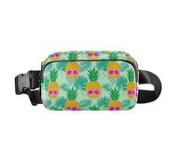 Summer Sunglasses Pineapple Palm Leaf Green Fashionable Crossbody Bag Waist Packs for Men Women Water Resistant Bum Bag Belt with Adjustable Strap for Cycling Hiking Gym