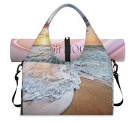 Summer Sunrise Beach Oceans Theme Sports Duffle Bag with Shoe Compartment Weekend Overnight Bags Tote Cabin Luggage Bag for Gym Yoga Travel