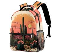 Summer Sunset Cactus Art of Desert Backpack for Teen Girls Boys, School Bag for Elementary Middle Students