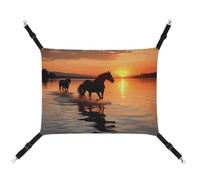 Summer Sunsets Lake Horses Printed Pet Hammock for Cage Hanging Pet Hammock Bed with Metal Hooks for Guinea Pigs, Hamsters, Gerbils, Kittens, Cat Cages
