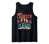 Summer Suntan Sun Salt Sand Sunset Graphic Coconut Tree Men Tank Top