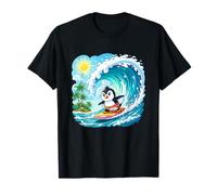 Summer Surf Penguin Riding Big Ocean Wave T-Shirt