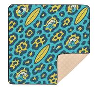 Summer Surfboard Splash Leopard Print Large Sturdy Baby Activity Play Mat for Floor Cozy Breathable Activity Entertainment Mat for Baby Kids Toddlers Infants, 50'' x 50''