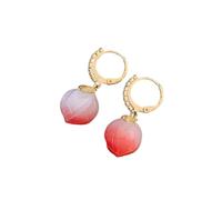 Summer Sweet Peach Earrings for Women, Heart-shaped Exquisite Luxury Ear Studs, Minority Design