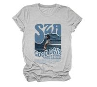 Summer Sza Good Days Women's T-Shirt Always in My Mind Fashion Trend Short Sleeve Cotton (Grey,L)