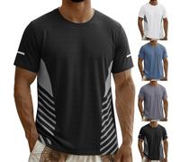 Summer T-Shirt for Men Short Sleeve Crew Neck Sport Tops Quick Dry Breathable Ice Cooling Rash Guards Tshirts for Running Athletic Gym Workout Tee Thin Outdoors Sport Shirts Lightweight Top