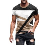 Summer T Shirt for Men UK Casual Round Neck Short Sleeve Crewneck Personalised T Shirt Printing Pullover Fitness Sports T Shirt Blouse Colorblock Geometry Pattern Relaxed Plus Size Tshirts for Men