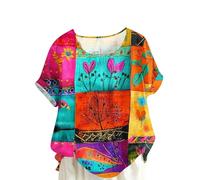 Summer T-Shirt for Women UK 2025 Fashion Short Sleeve Crew Neck Tops Casual Lightweight Button Floral Butterfly Cat Print Blouse Dressy Comfy Loose Fit Shirts Going Out Tee