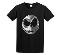 Summer T-Shirt, Round Neck Pure Cotton T-Shirt Jack Skellington T-Shirt Black L
