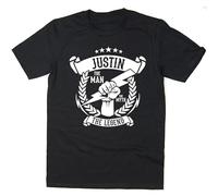 Summer T-Shirt, Round Neck Pure Cotton T-Shirt Justin The Man, The Myth, The Legend Tshirts T-Shirt Black