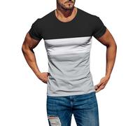 Summer T Shirt Tops for Men 2024 New Top Mens Casual Slim Fit Short Sleeve T Shirts Cotton Blended Soft Lightweight V Neck Crew Neck Men's Tees (Grey, M)