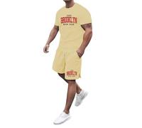 Summer T-Shirt with Shorts Set,Arched Style Style with Black Text T-Shirt