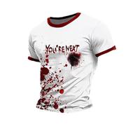 Summer T Shirts For Men Uk,Men'S Halloween Bloody Letter Print T Shirt Casual Comfortable Short Sleeve Tee For Daily Wear Sports And Leisure Activities Lightweight Breathable Summer Top