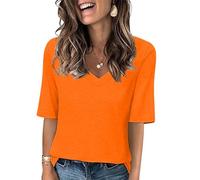 Summer T Shirts for Women Summer Cotton Basic Shirt Women's Shirts Clearance Ladies Tops Crew Neck Solid Color Tees Casual T-Shirt Womens Short Sleeve Tops Plus Size Basic Comfy Soft Work Travel Daily