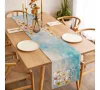 Summer Table Runner 13x36 inch Life Is Better At The Beach Yellow Flowers Cotton Linen Dining Table Runner Ideal for Dresser Kitchen Coffee Tables - Machine Washable