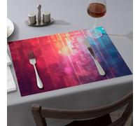 Summer Table Runner Abstract Geometric Pattern with Vibrant Colors Dining Place Mats Kitchen & Table Linens Western Tablecloth(6PCS)