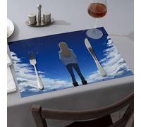 Summer Table Runner Girl Gazing At The Starry Sky Dining Place Mats Yellow Placemats Western Party Decorations(6PCS)
