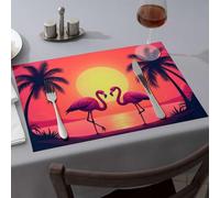 Summer Table Runner Sunset Serenade: Flamingos In Love Dining Place Mats Yellow Placemats Western Party Decorations(1PCS)