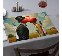Summer Table Runner Two Apples Kissing With A Heart Above Them Dining Place Mats Decorative Plates Kitchen And Dining(1PCS)