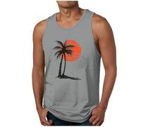 Summer Tank Tops for Men Sale Clearance Sleeveless T Shirts Hawaiian Printed Vests Round Neck Muscle Shirt Beach Holiday Tanks Male Casual Loose Tees Running Top Lightweight Quick Drying Blouse