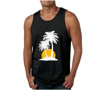 Summer Tank Tops for Men Sleeveless Tropical Print Slim Fit Muscle Tees Quick Dry Top Casual Beach Holiday Vest Black