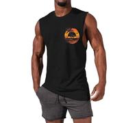 Summer Tank Tops for Men UK Gym Cut Off Sleeveless Top Palm Tree Print Graphic Tee Shirts Muscle Tops Vest Palm Tree Hawaiian T-Shirt Casual Beach Tanks Black