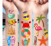 Summer Temporary Tattoos - Summer Party Decorations Summer Party Favors Supplies Summer Stickers Gift Fors Kids Teen Adult Hawaii Beach Hawaiian Luau Party Pool Holiday Sea Ocean Aloha Atmosphere