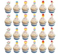 Summer Theme Party Decor, Ice-cream Cupcake Toppers for Cake Mini Cake Ice-Lolly Cheese Donuts Pudding Jelly(24pcs)