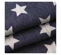 Summer Thin and Soft Cotton Printed Denim Fabric Clover Star Polka dots Stripe for Sewing Clothes Pants(Star Dark Blue)