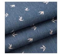 Summer Thin and Soft Cotton Printed Denim Fabric Clover Star Polka dots Stripe for Sewing Clothes Pants(Swallow Light Blue)