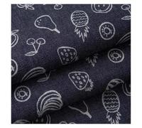 Summer Thin and Soft Cotton Printed Denim Fabric Clover Star Polka dots Stripe for Sewing Clothes Pants(Fruit Dark Blue)