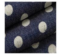 Summer Thin and Soft Cotton Printed Denim Fabric Clover Star Polka dots Stripe for Sewing Clothes Pants(Dots Dark Blue)