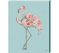 Summer Thornton Floral Flamingo Canvas Print, Multi-Colour, 40 x 50 cm