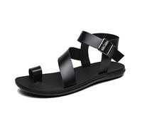 Summer Toe Corrector Sandal, Men Soft Cross Strap Bunion Splints Sandals with Adjustable Metal Buckle Strap, Open Toe Plantar Fasciitis Beach Flip Flops, for Valgus Big Bone Orthopedic(Black,5.5 UK)