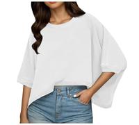 Summer Tops 2025 Womens Solid T Shirts for Women Loose Oversized Shirts Basic Tee 2025 Ladies Tops White