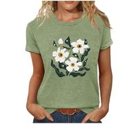 Summer Tops for Women UK 2025 Crew Neck Short Sleeve Tshirts Ladies Summer Basic Tee Floral Print Casual Trendy Elegant Comfy Blouse Loose Fit Tunic Going Out T-Shirt