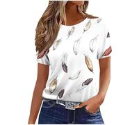 Summer Tops for Women UK 2025 Fashion Short Sleeve Crew Neck T-Shirt Funny Marble Floral Print Blouse Casual Lightweight Loose Fit Shirts Ladies Elegant Going Out Tee