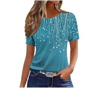 Summer Tops for Women UK 2025 Fashion Short Sleeve Crew Neck T-Shirt Funny Marble Floral Print Blouse Casual Lightweight Loose Fit Shirts Ladies Elegant Going Out Tee