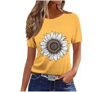 Summer Tops for Women UK 2025 Fashion Short Sleeve Crew Neck T-Shirt Funny Marble Floral Print Blouse Casual Lightweight Loose Fit Shirts Ladies Elegant Going Out Tee