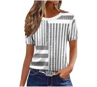 Summer Tops for Women UK Clearance Ladies Tops Sale Promotion Trendy Print Crew Neck Short Sleeve Shirts Flowy Tunic Top Dressy Casual T Shirts Beach Vacation Spring Clothes