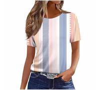 Summer Tops for Women UK Clearance Ladies Tops Sale Promotion Trendy Print Crew Neck Short Sleeve Shirts Flowy Tunic Top Dressy Casual T Shirts Beach Vacation Spring Clothes